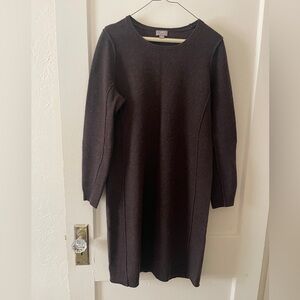 J. Jill wool cashmere Elegant walnut Brown knit Sweater Dress medium long sleeve